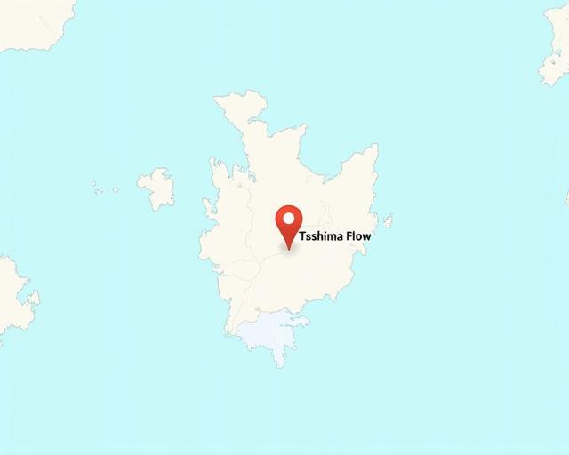 対馬フローの所在地を示す対馬長崎の地図